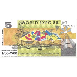 AUSTRALIE - World Expo 5 Dollars 1988 - UNC