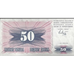 BOSNIE HERZEGOVINE - 50 Dinara 1992 - UNC