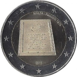 MALTE - 2 Euros commémorative - République en 1974 - 2015