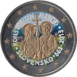 SLOVAQUIE - 2 Euros commémorative couleurs - 1150 éme anniversaire de l'avènement de la mission st-cyrille 2013