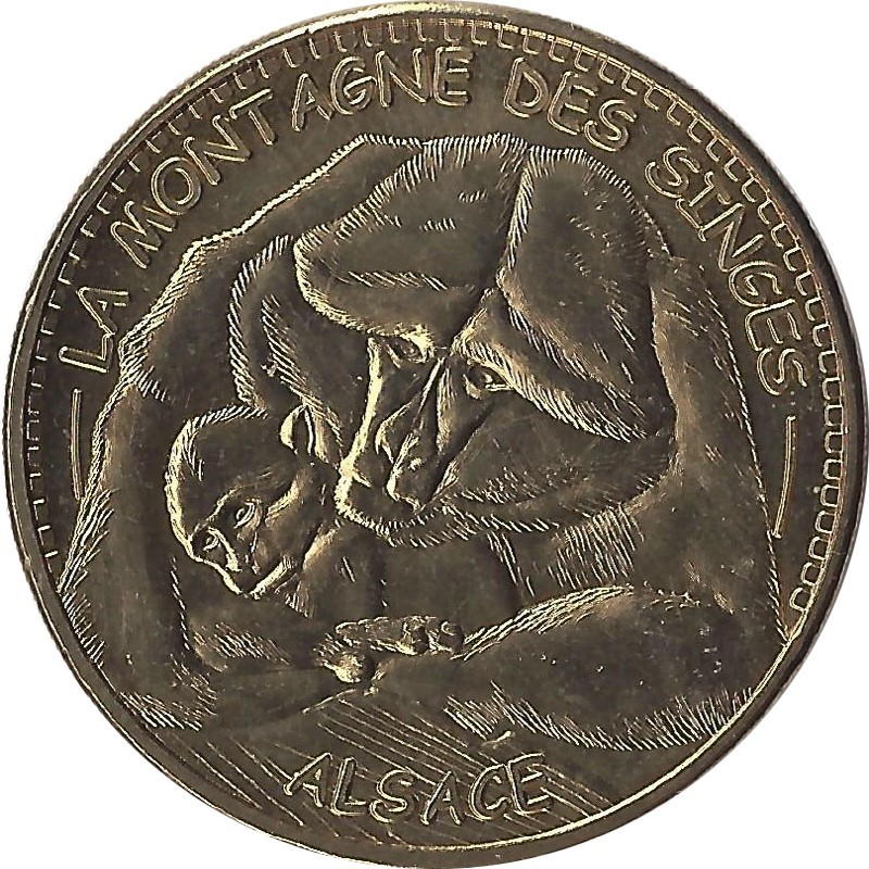 KINTZHEIM - La Montagne des Singes 9 (bébé singe dans les bras de sa mère) / MONNAIE DE PARIS 2013 KINTZHEIM - La Montagne des Singes 9 (bébé singe dans les bras de sa mère) / MONNAIE DE PARIS 2013