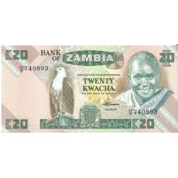 ZAMBIE - 20 kwacha (1980-88) UNC