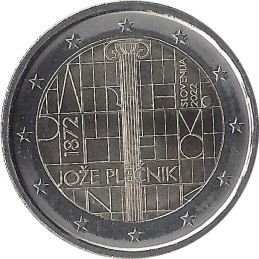 SLOVÉNIE - 2 Euros commémorative - 150 ans de la naissance de Jože Plečnik 2022