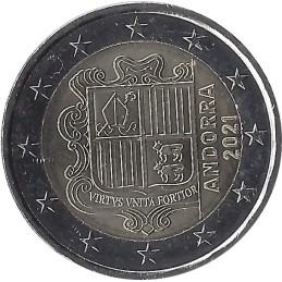 ANDORRE - 2 Euros commémorative - armoiries nationales 2021