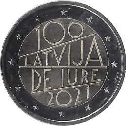 LETTONIE - 2 Euros commémorative - 100e anniversaire de la reconnaissance internationale de la Lettonie 2021