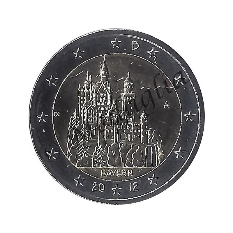 Gekleurde euromunten 2 Euro Duitsland 2012 Neuschwanstein gekleurd A