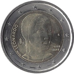 ITALIE - 2 Euros commémorative - 500 ème anniversaire de la mort de léonard de Vinci 2019