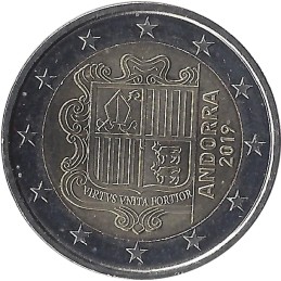 ANDORRE - 2 Euros commémorative - Le blason d'Andorre 2019