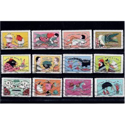 Timbres adhésifs Oblitérés 2013 - sauter du coq à l'âne